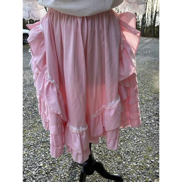 square dance outfit Pink White M/L Cottage Prairie Coquette Western Rockabilly - Picture 2 of 13